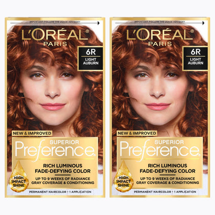L'Oreal Paris quality Preference Light Auburn 6R Hair Colour Kit front view