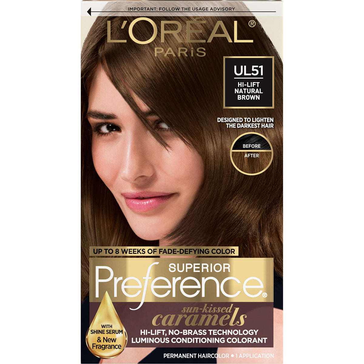 L'Oreal Paris quality Preference UL51 Hi-Lift Natural Brown Hair Dye front view