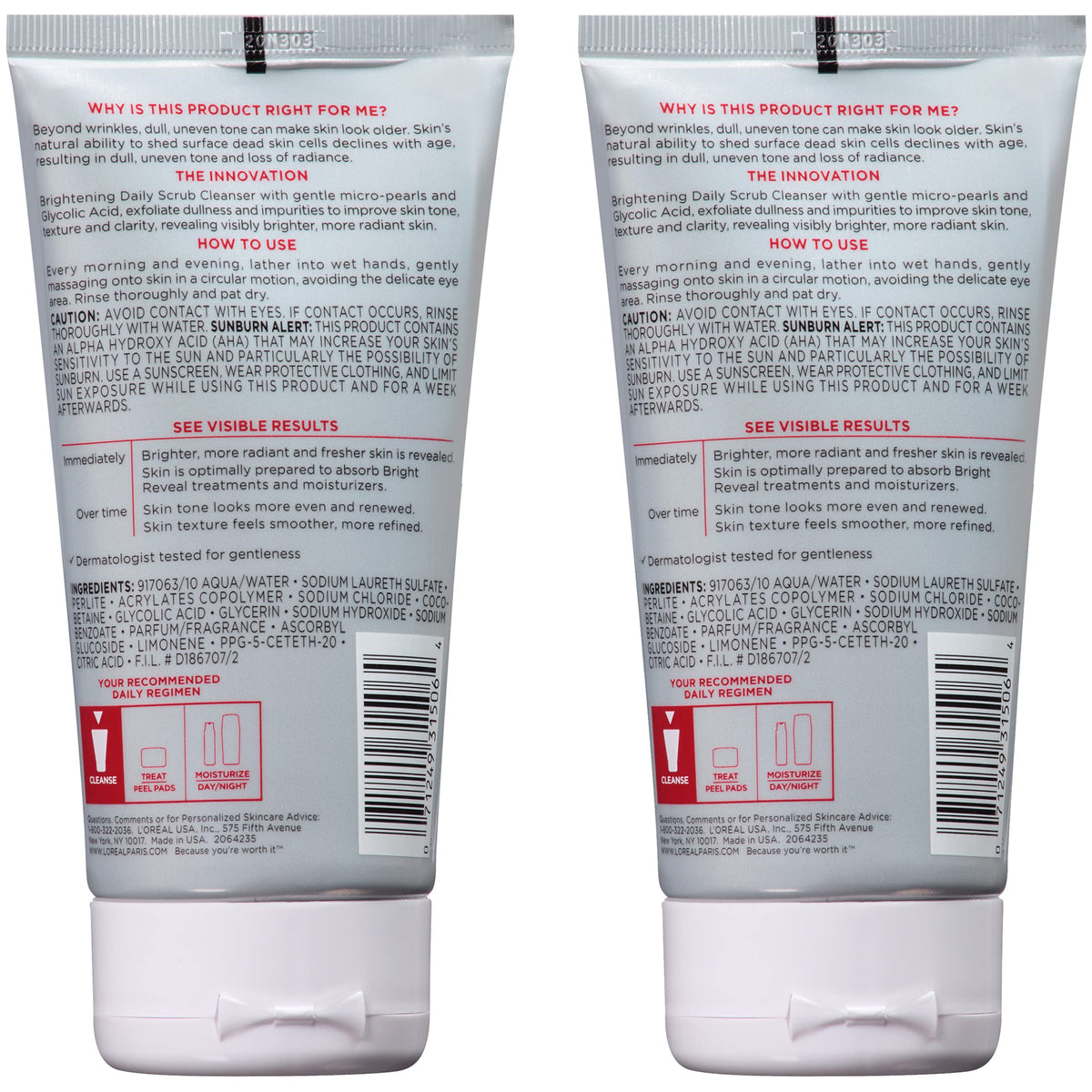 L'Oreal Paris Revitalift Bright Reveal Cleanser with a splash of water