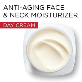 L'Oreal Paris Revitalift Face & Neck Moisturiser on a bathroom shelf
