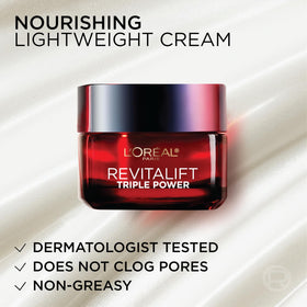 L'Oreal Paris Revitalift Triple Power Face Moisturiser with other skincare products
