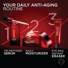 L'Oreal Paris Revitalift Triple Power Face Moisturizer in bathroom setting