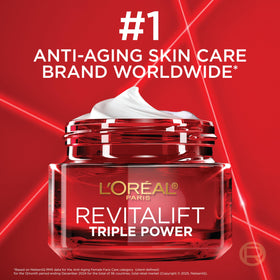 L'Oreal Paris Revitalift Triple Power Face Moisturizer on vanity table