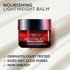 L'Oreal Paris Revitalift Triple Power Night Cream with a towel