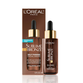 L'Oreal Paris Sublime Bronze Self Tanning Facial Drops front view with packaging