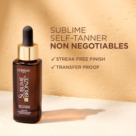 L'Oreal Paris Sublime Bronze Self Tanning Facial Drops showing drop consistency