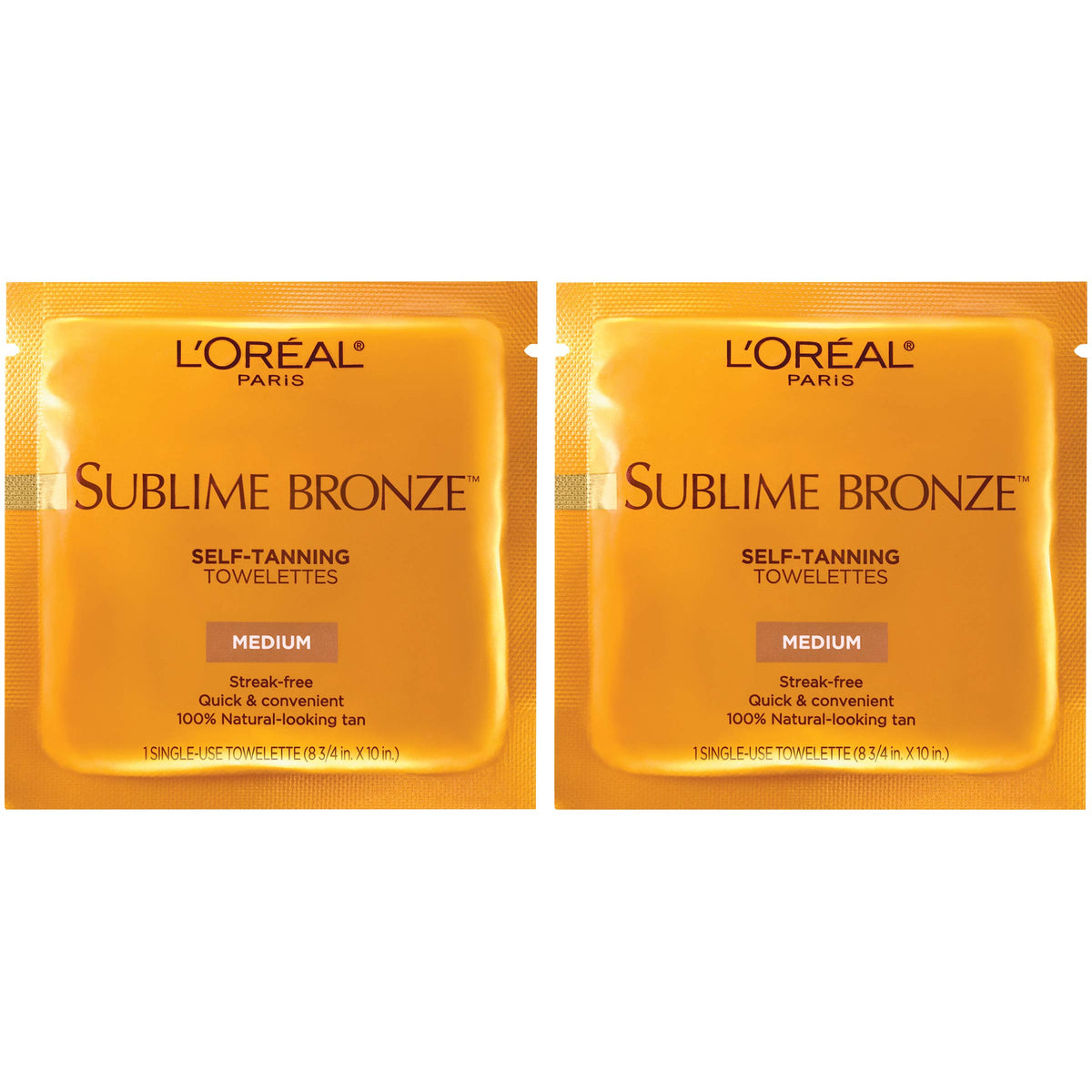 L'Oreal Paris Sublime Bronze Self Tanning Towelettes front packaging view