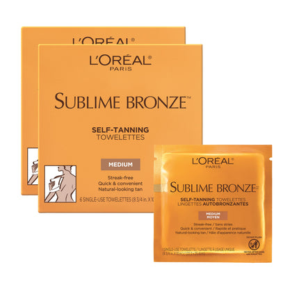 L'Oreal Paris Sublime Bronze Self Tanning Towelettes packaging front view