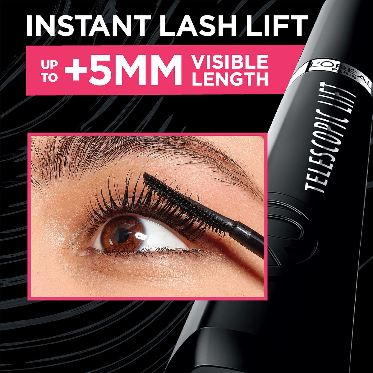 L'Oreal Paris Telescopic Lift Mascara applied on model's lashes