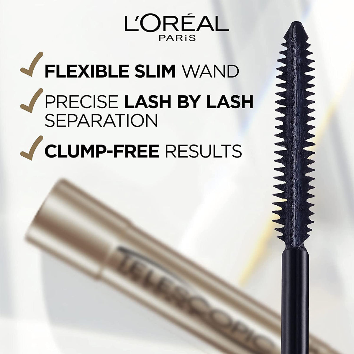 L'Oreal Paris Telescopic Mascara Black applied on lashes
