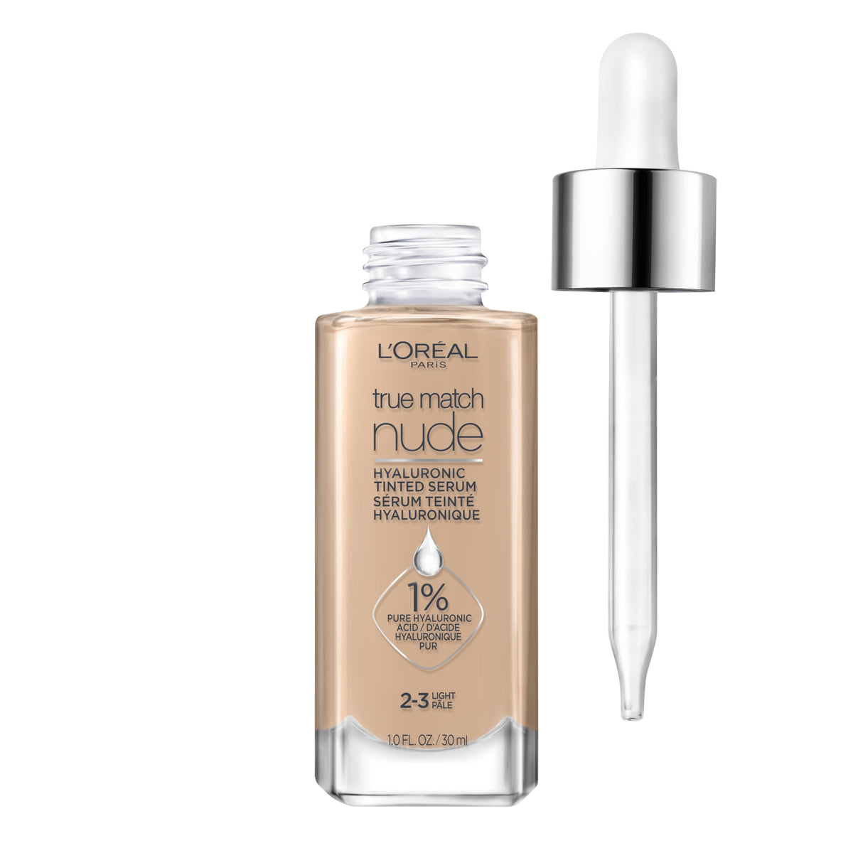 L'Oreal Paris True Match Nude Hyaluronic Tinted Serum Foundation Light 2-3 front view