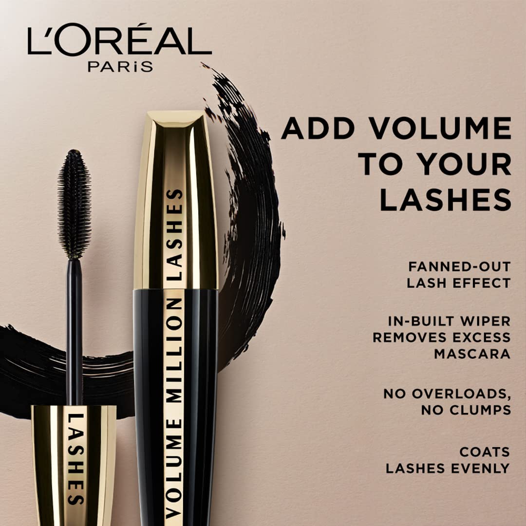 L'Oreal Paris Volume Million Lashes Mascara Extra Black on a makeup table