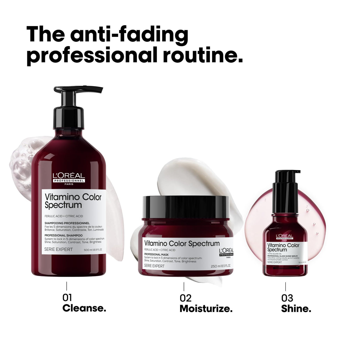 L'Oréal Professionnel Paris Vitamino Color Glass Shine Serum with hair styling tools