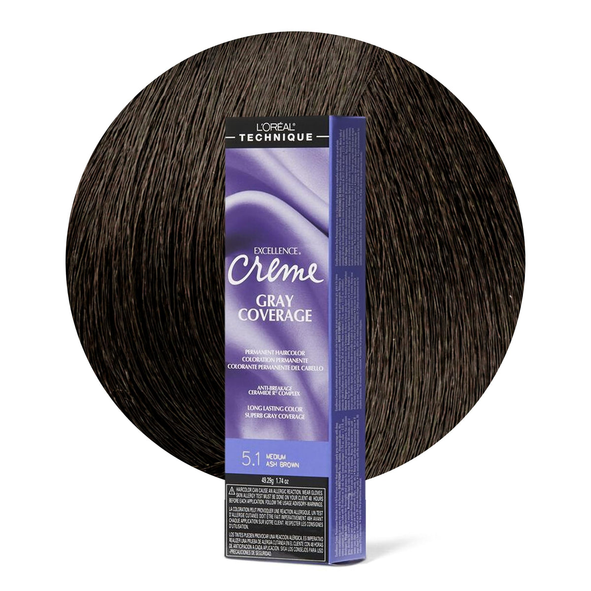 L'OREAL TECHNIQUE Excellence Crème Permanent Hair Color Medium Ash Brown packaging front view