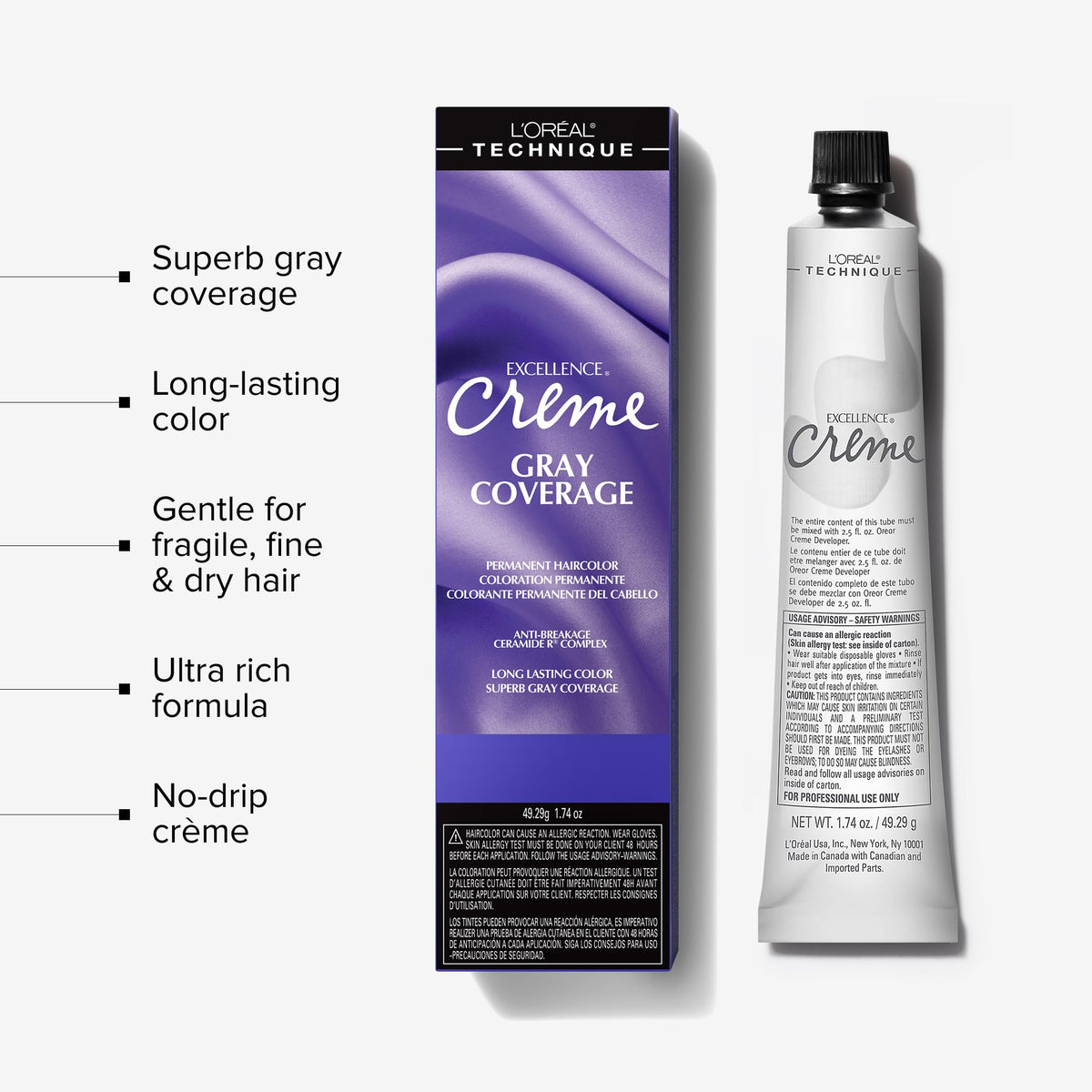 L'OREAL TECHNIQUE Excellence Crème Permanent Hair Color Medium Ash Brown swatch on hair