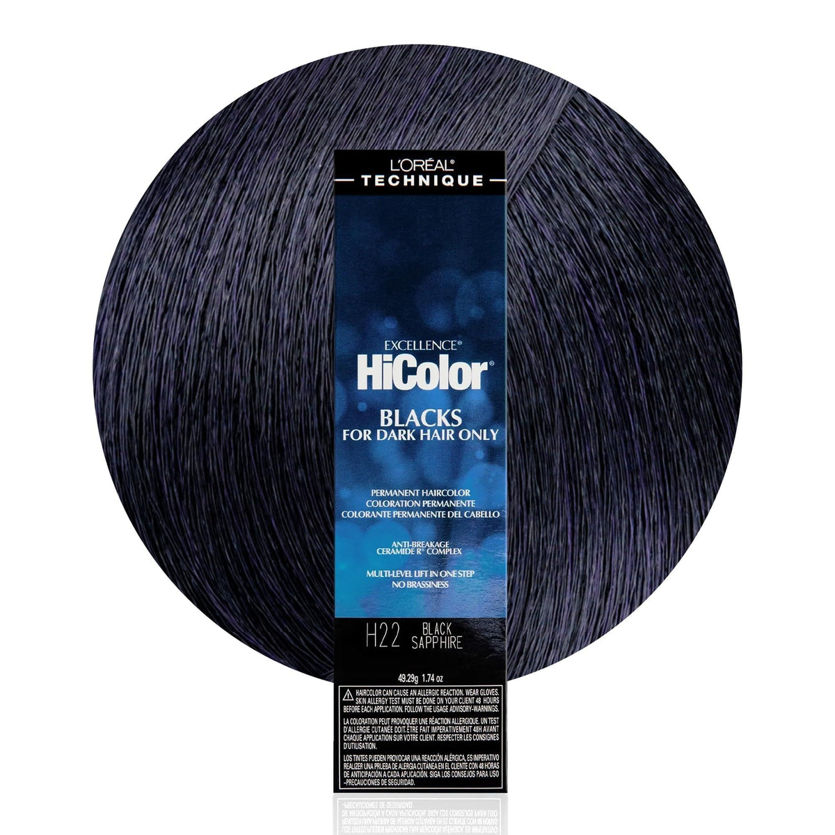 L'OREAL TECHNIQUE HiColor Black Onyx hair colour front view
