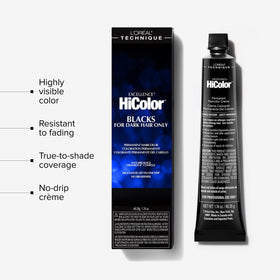 L'OREAL TECHNIQUE HiColor Darkest Plum side view showing ingredients