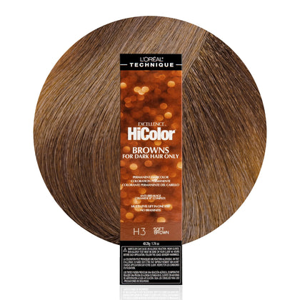 L'OREAL TECHNIQUE HiColor H3 Soft Brown hair colour tube front view
