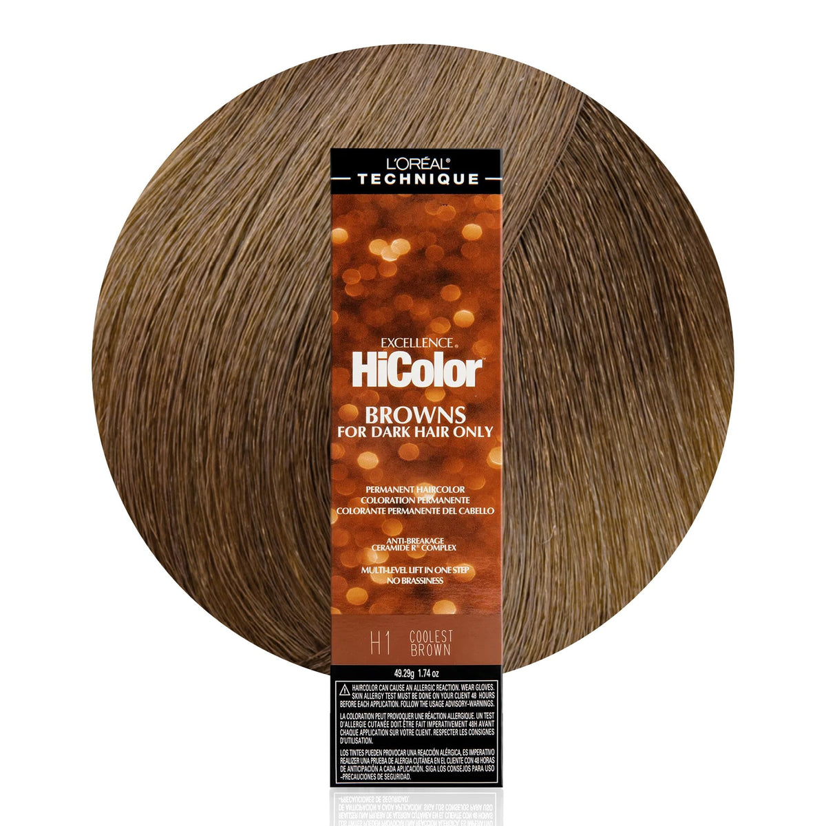 L'OREAL TECHNIQUE HiColor Permanent Hair Colour H1 Coolest Brown packaging front view