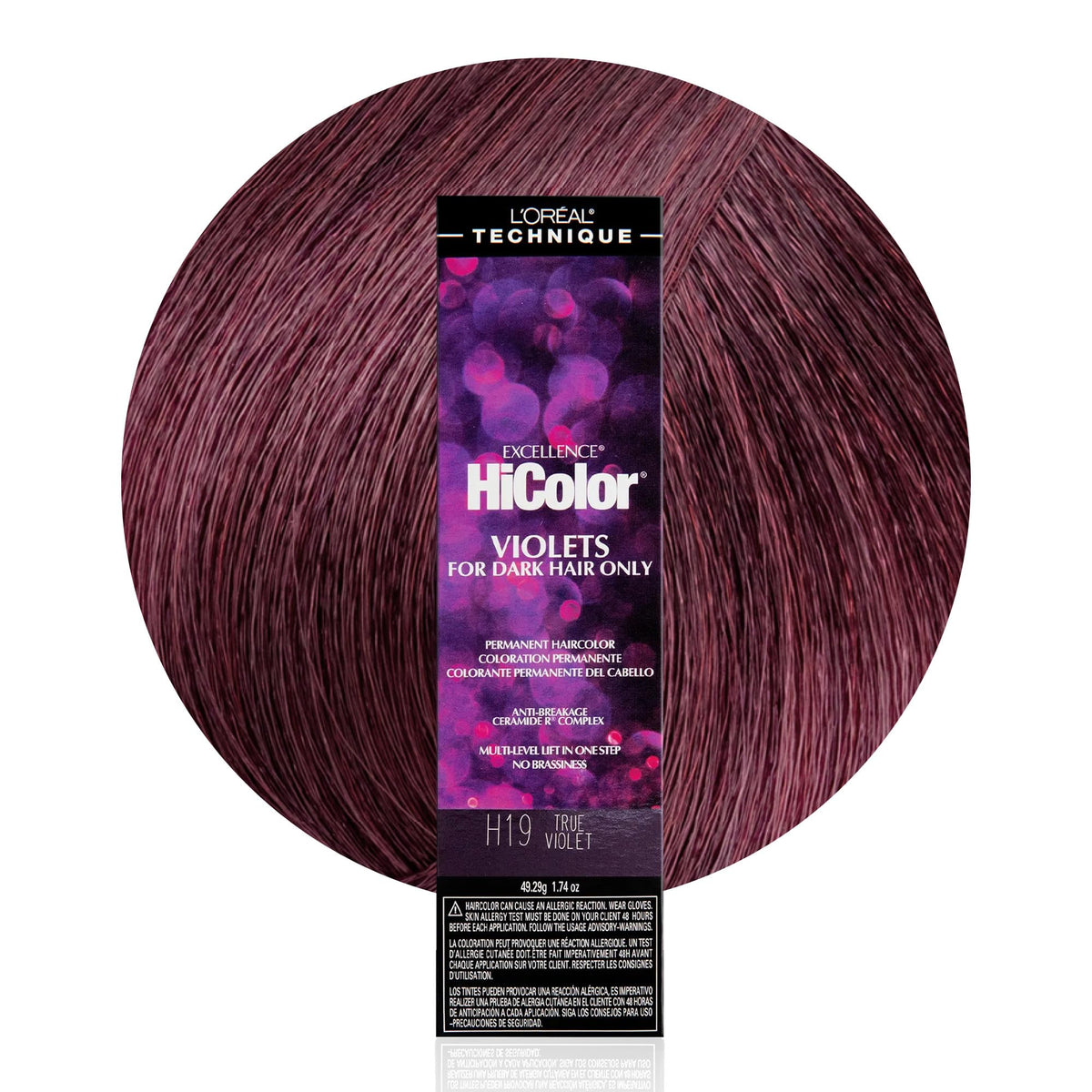 L'OREAL TECHNIQUE HiColor Plum Permanent Hair Colour 60g front view