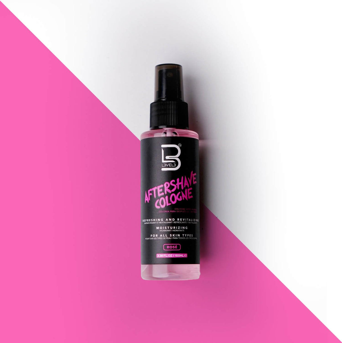 L3 After Shave Spray Cologne in a bathroom setting, ready for use