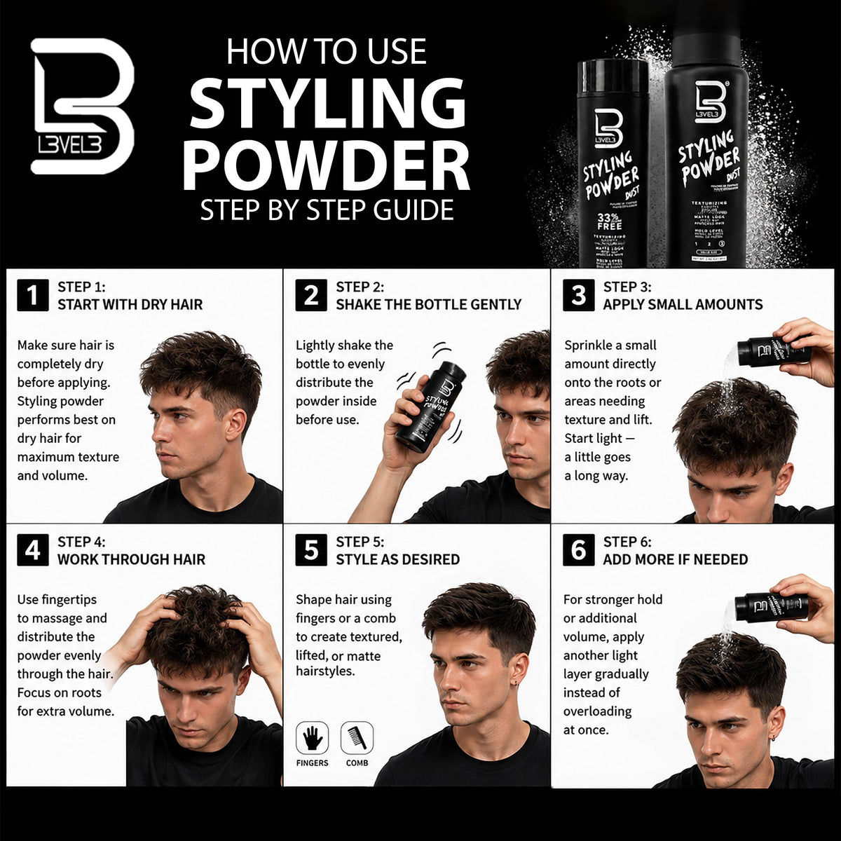L3 Hair Texture Powder for Men 60g texture close-up