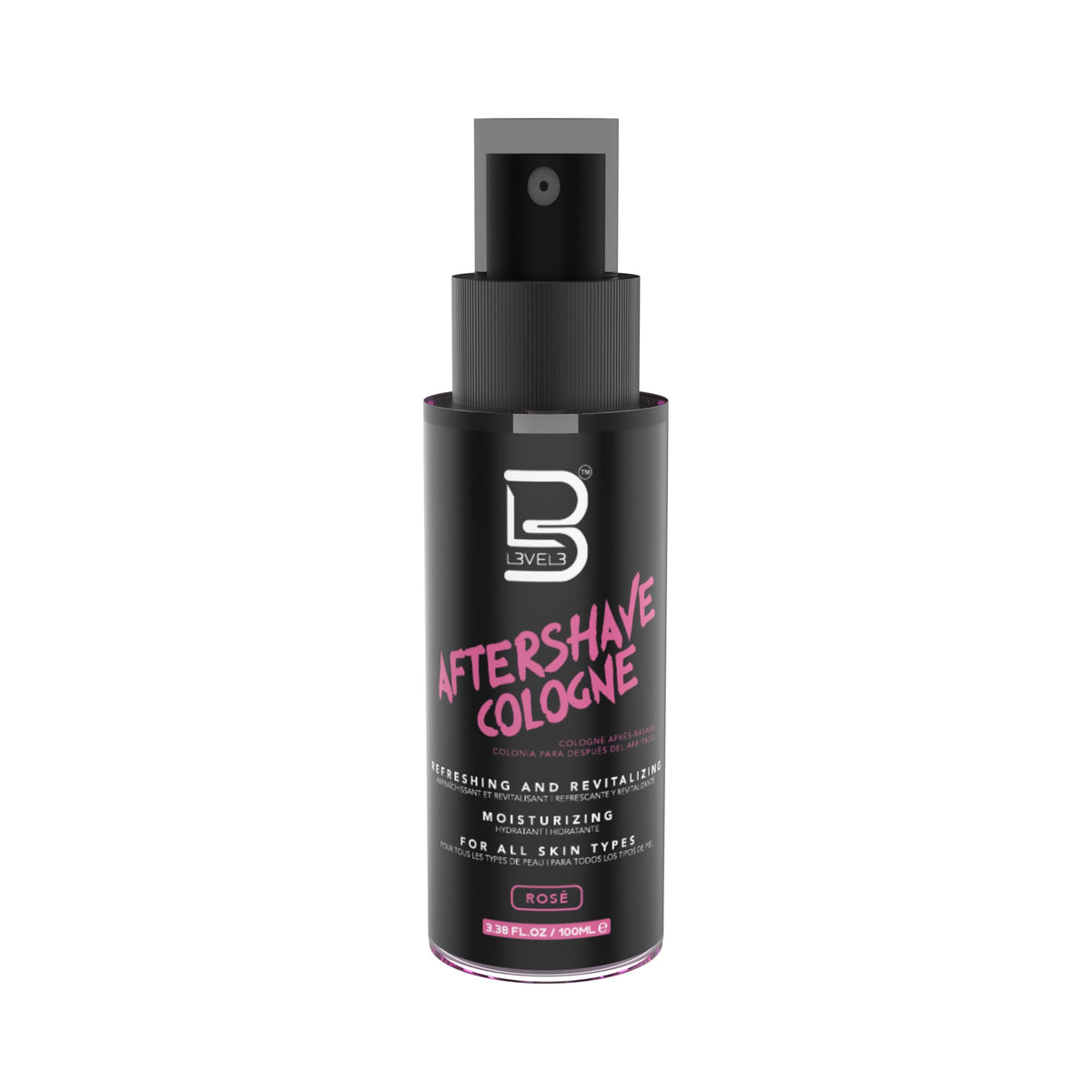 L3 Level 3 After Shave Spray Cologne bottle front view, rose scent