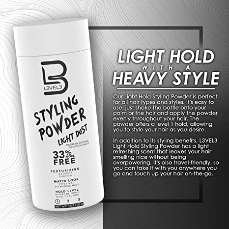 L3 Light Hold Styling Powder for Men matte finish texture