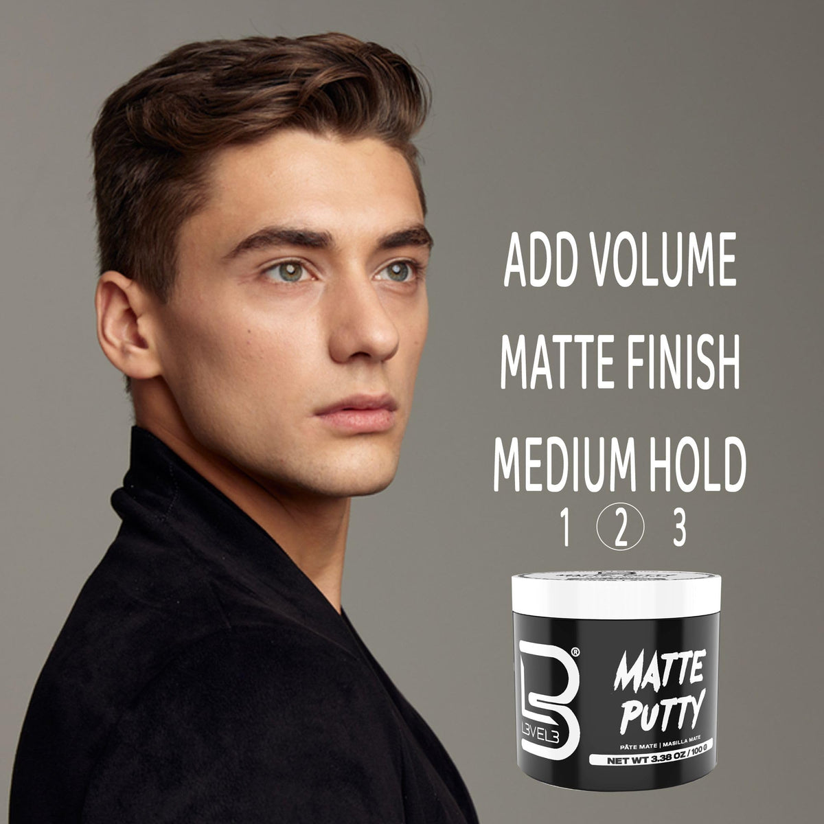 L3 Matte Putty Hair Product 3.5oz with styling tools