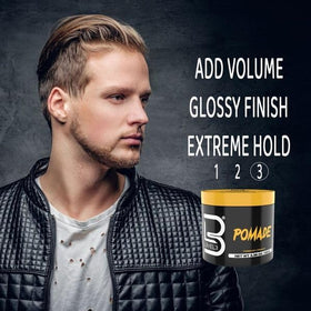 L3 Pomade 140g back view with ingredient list