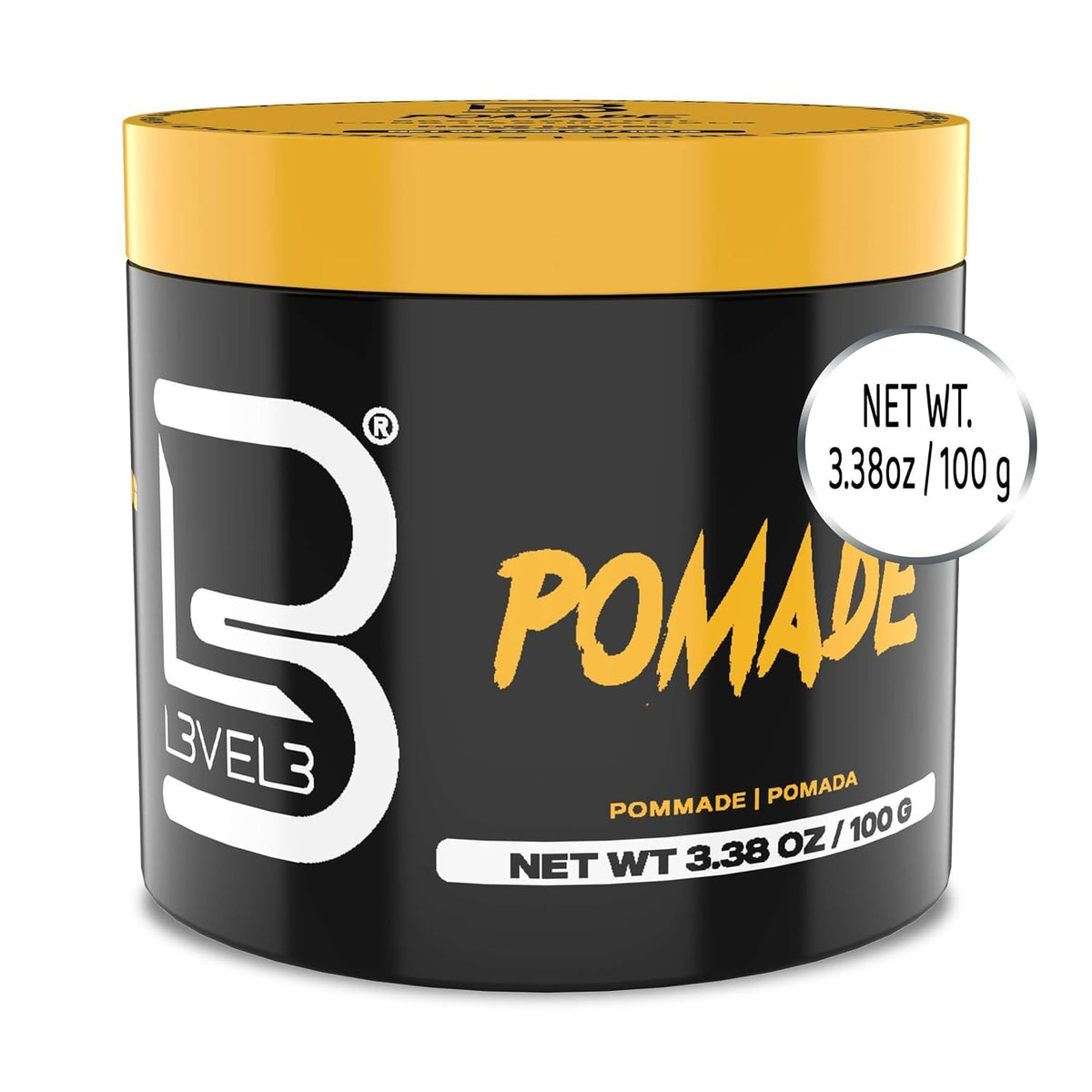 L3 Pomade 140g on a styled hair model
