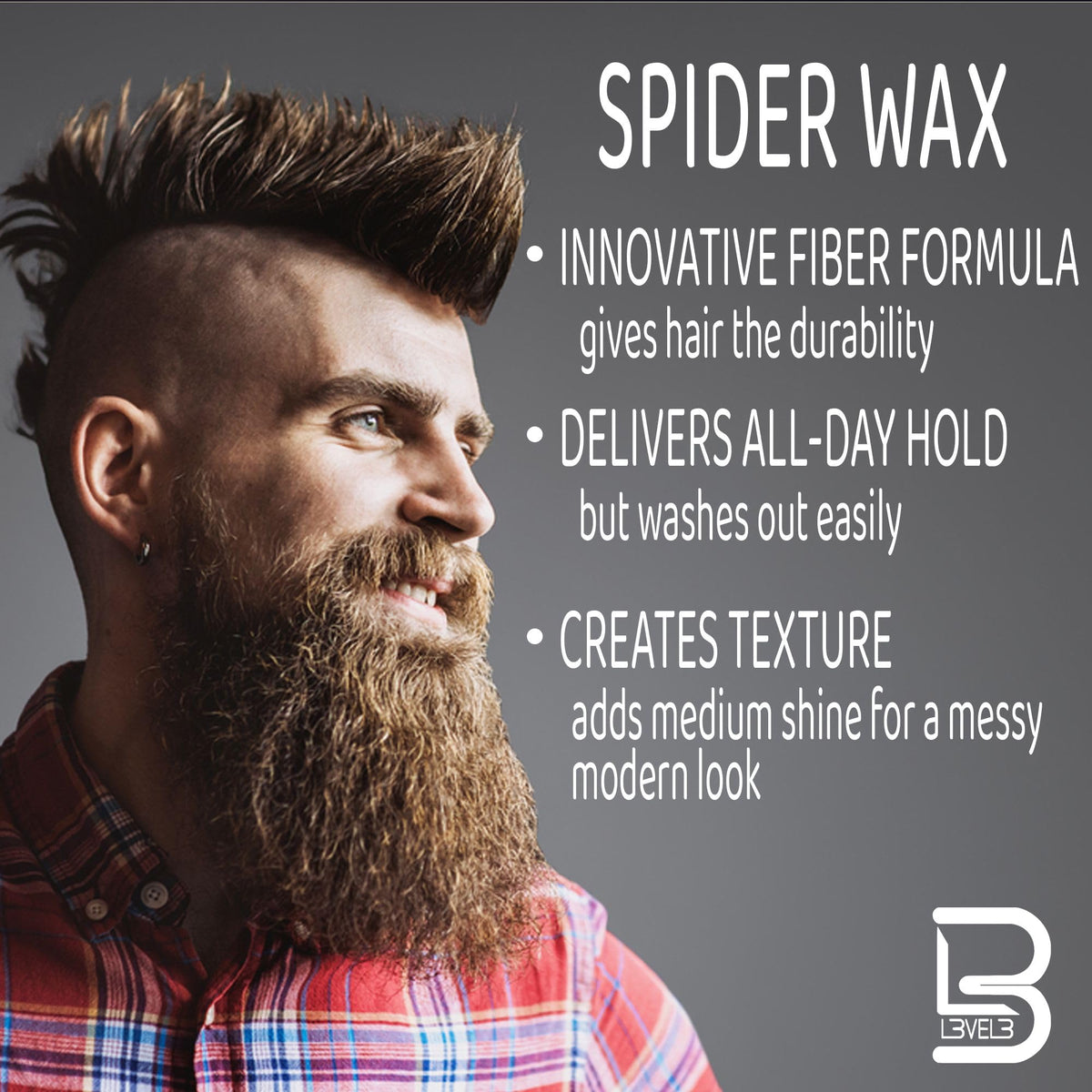 L3 Spider Wax for Men 3.38 oz application on hair