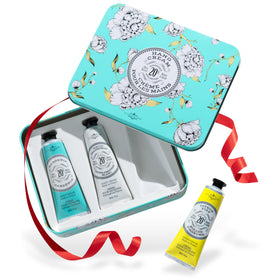 La Chatelaine Hand Cream Trio Tin Gift Set with three scents