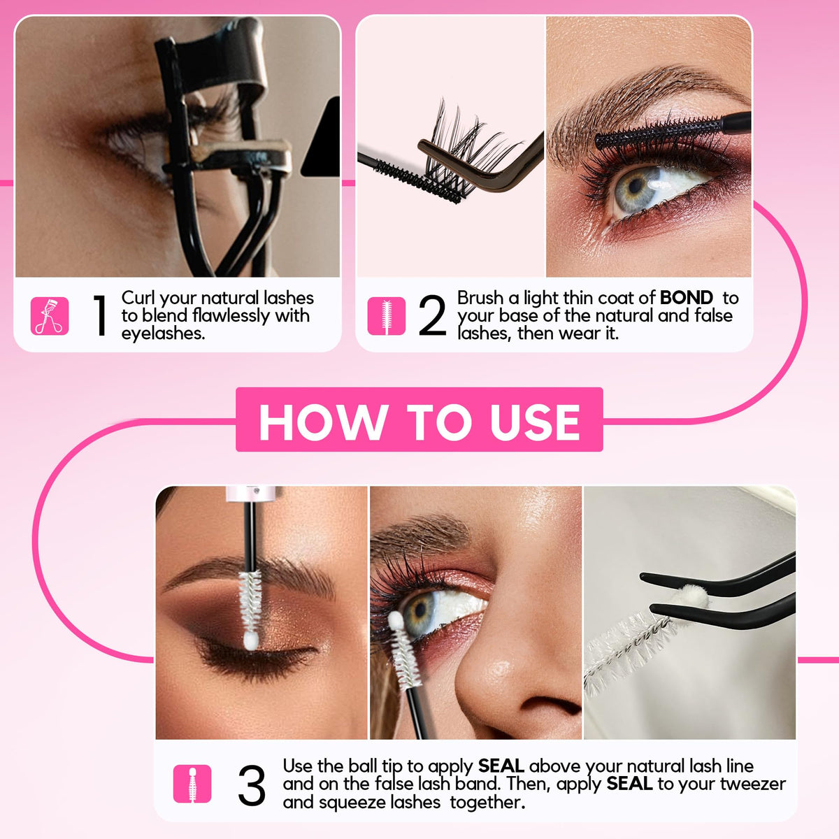 La Maesii Lash Cluster Glue 2 in 1 with other beauty tools