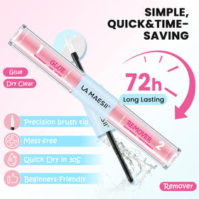 La Maesii Lash Glue and Remover on a makeup table