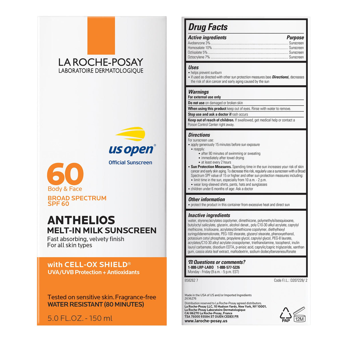 La Roche-Posay Anthelios Melt-In Milk SPF 60 5oz bottle side view