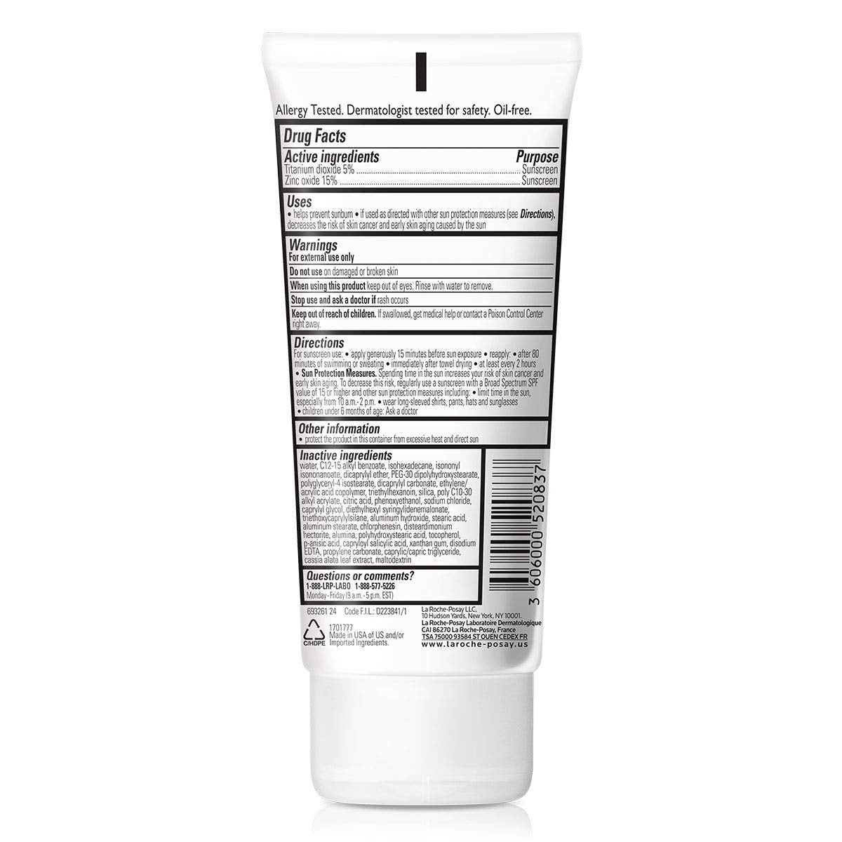 La Roche-Posay Anthelios Mineral Sunscreen SPF 50 back view