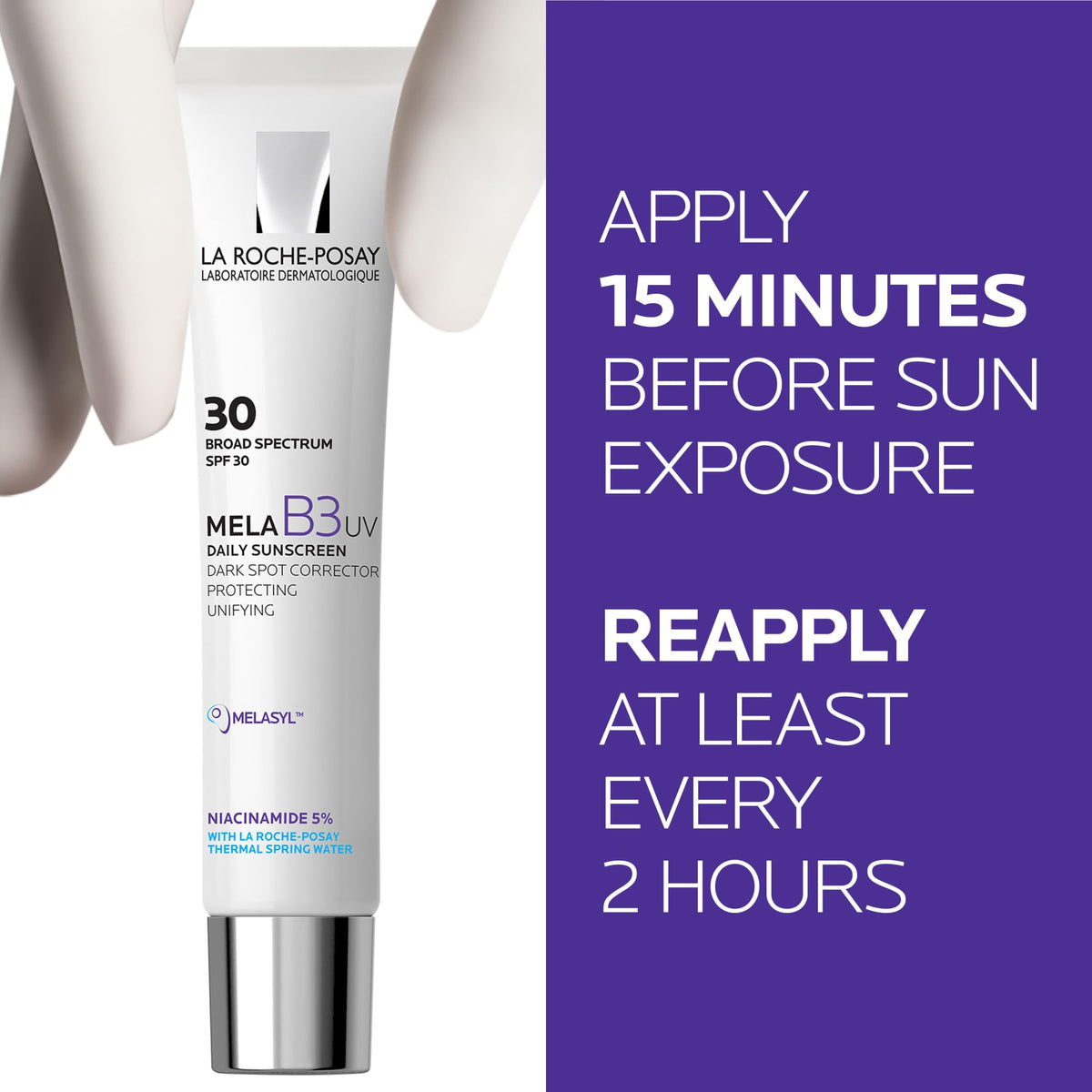 La Roche-Posay Mela B3 UV Face Sunscreen SPF 30 texture on skin