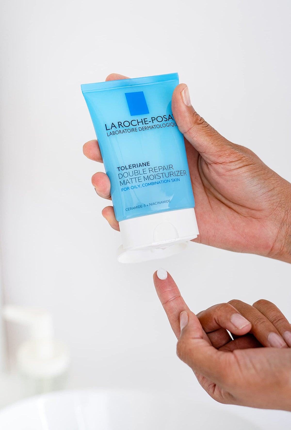 La Roche-Posay Toleriane Double Repair Matte Moisturizer 2.5oz application on skin