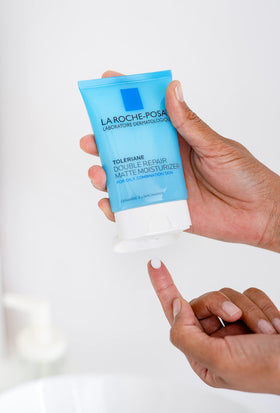 La Roche-Posay Toleriane Double Repair Matte Moisturizer 2.5oz application on skin