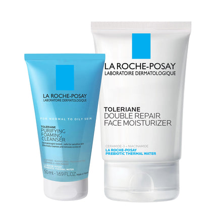 La Roche-Posay Toleriane Skin Care Set front view including face wash and moisturiser