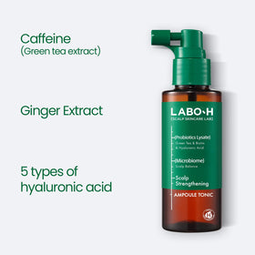 LABO-H Scalp Strengthening Spray application on hair
