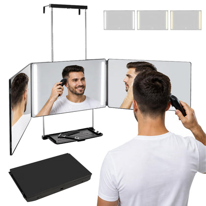 LADETTO 3 Way Mirror front view with LED lights