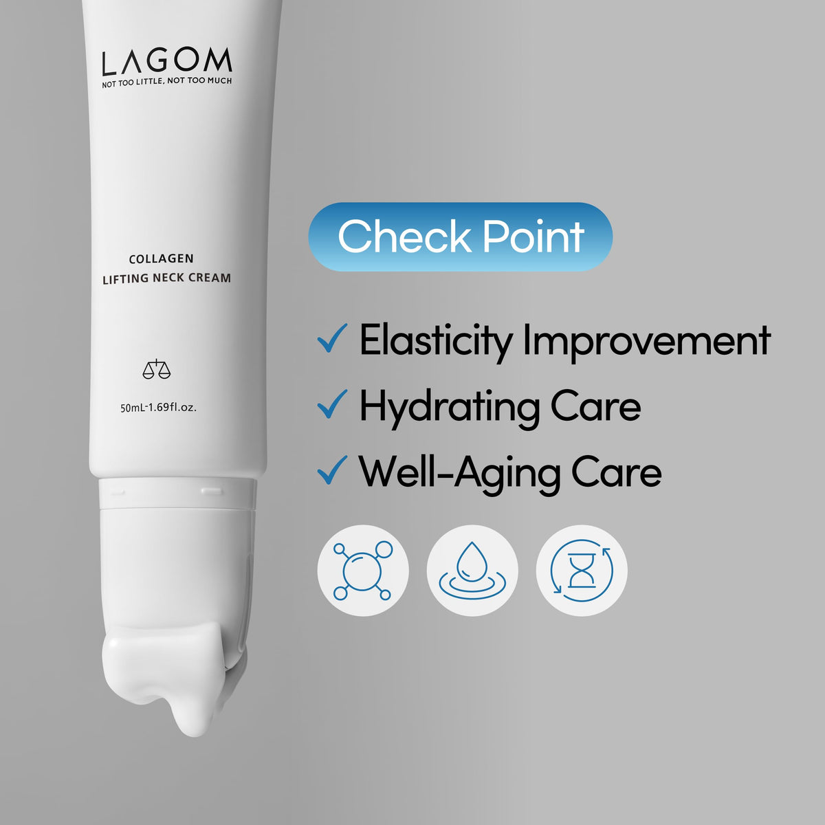 LAGOM Collagen Lifting Neck Cream back view showing ingredients