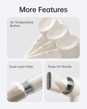 Laifen SE Lite Ionic Hair Dryer with smooth nozzle attachment