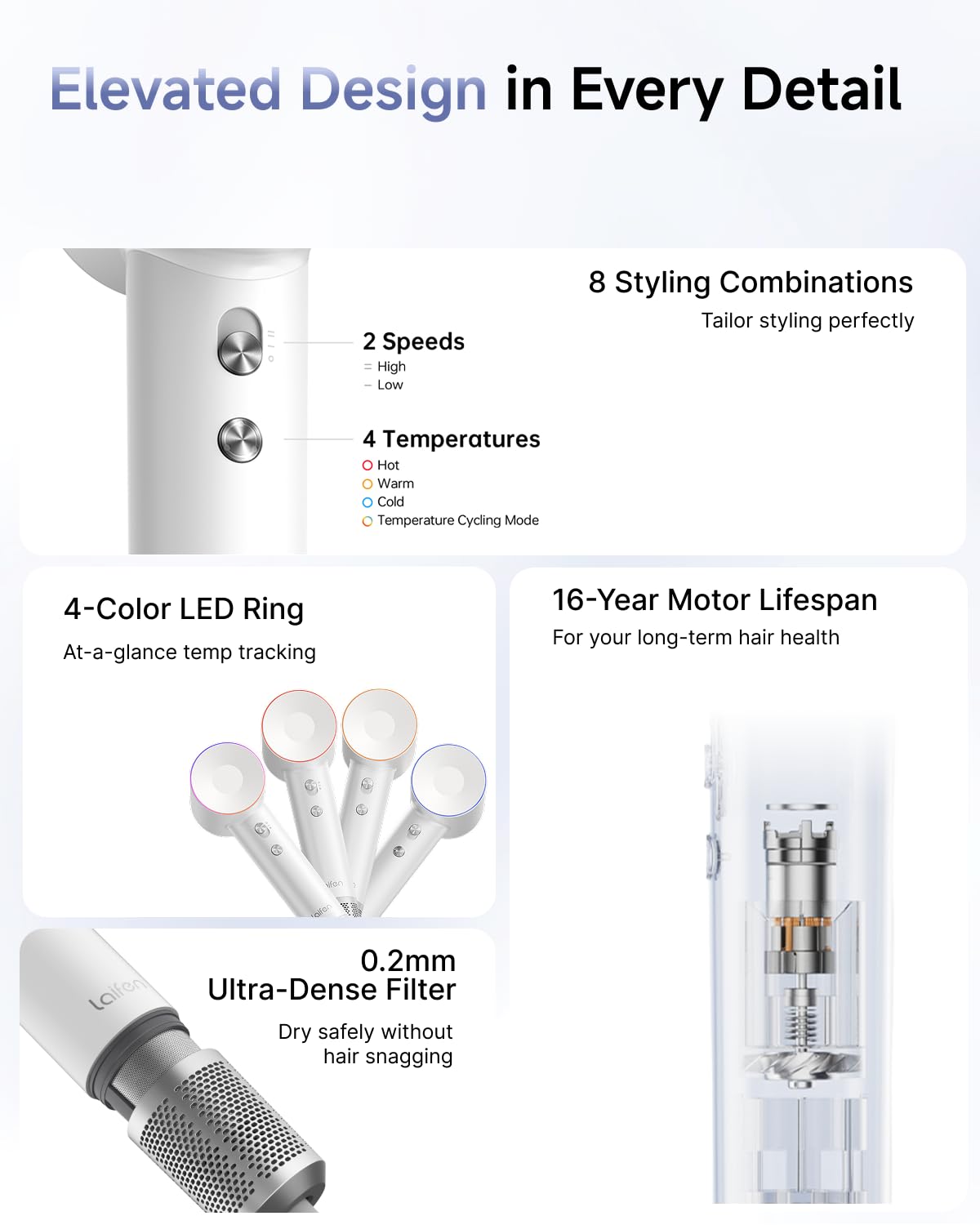 Laifen Swift hair dryer with attached concentrator for precision styling