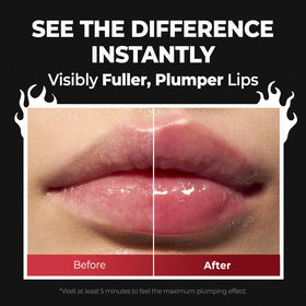Laka Spicy Lip Plumper on lips for high-shine effect
