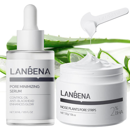 LANBENA 3-in-1 Blackhead Removal Set with pore strips and serum