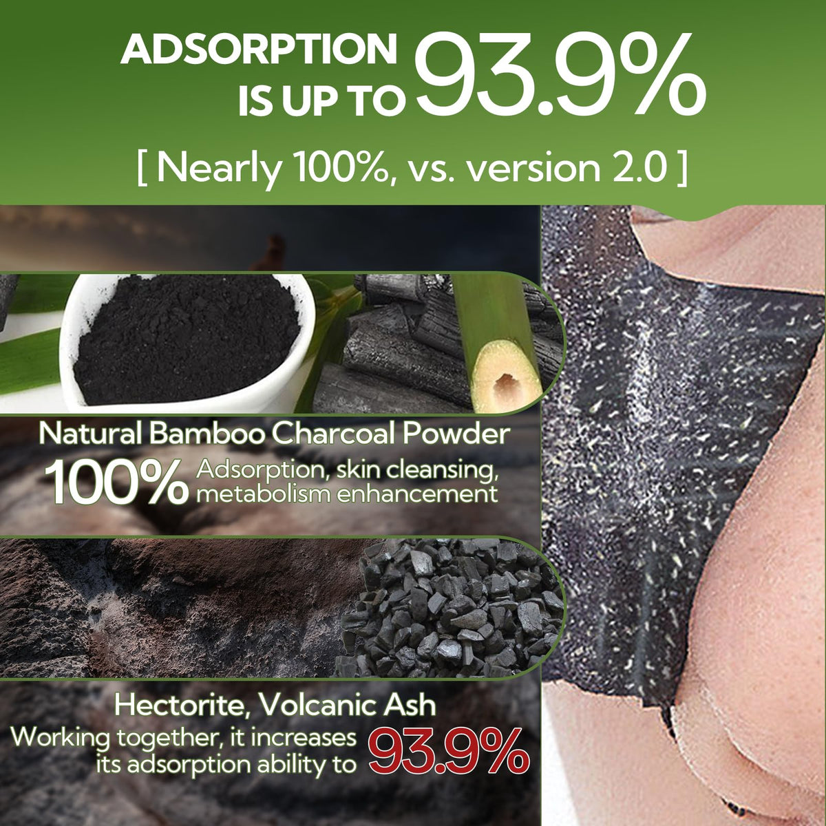 LANBENA Bamboo Charcoal Blackhead Remover Mask close-up of product texture
