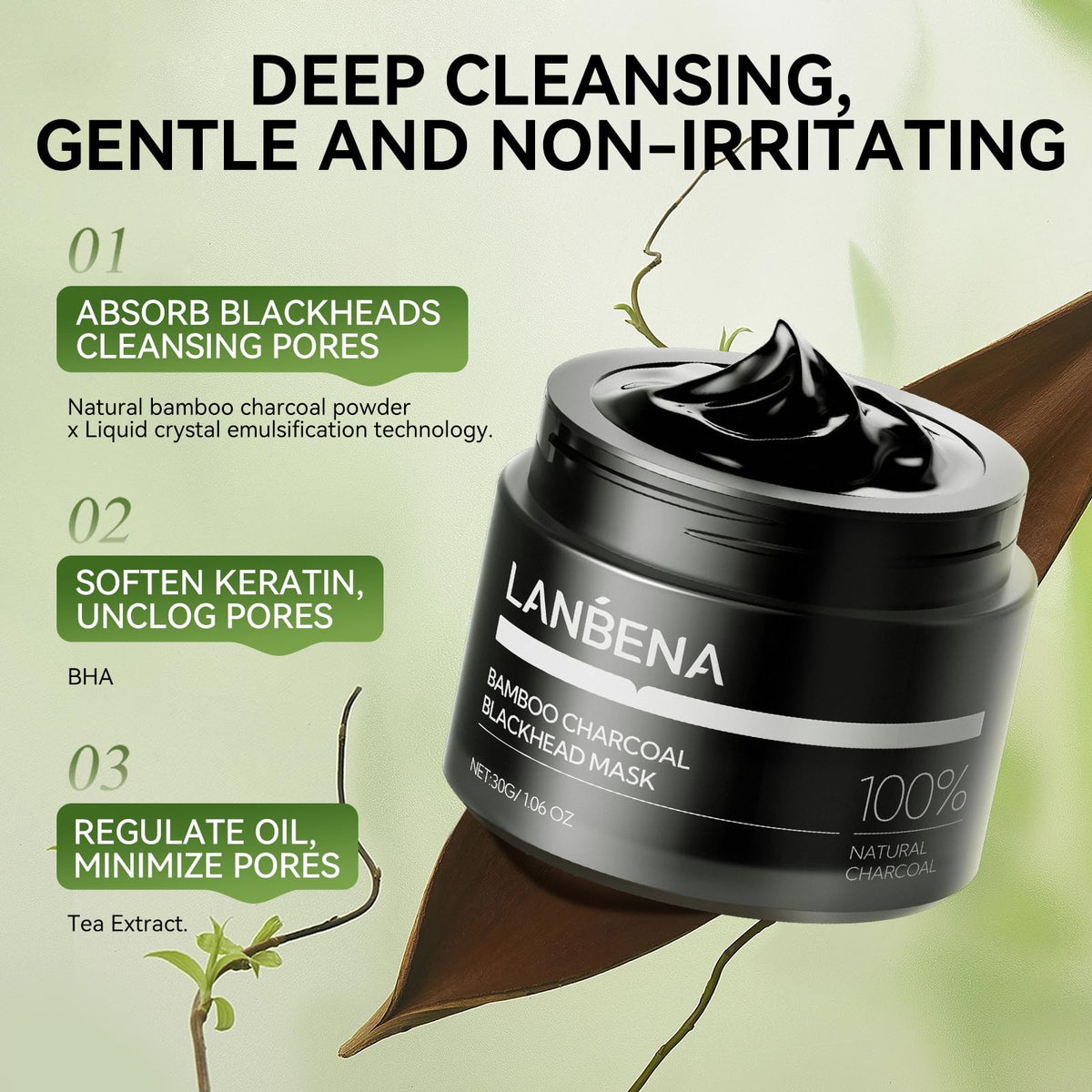 LANBENA Bamboo Charcoal Blackhead Remover Mask ingredients list
